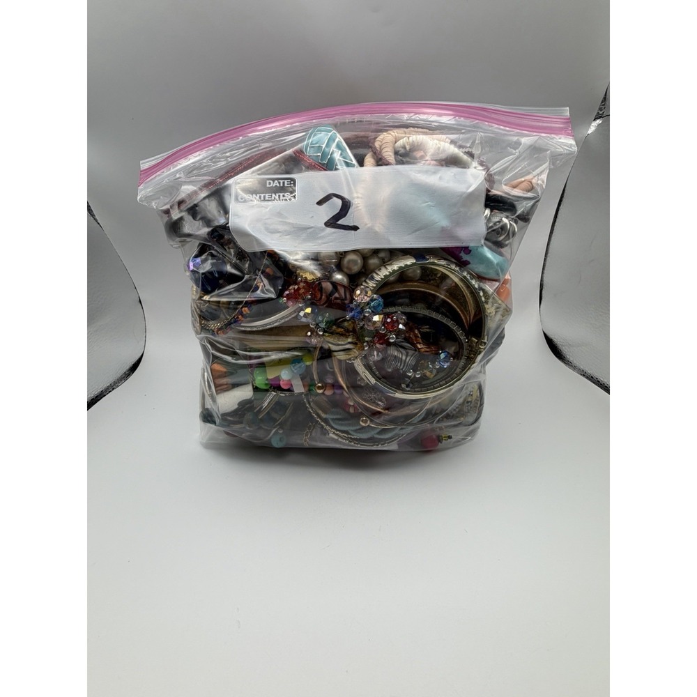 Bulk Costume Jewelry Lot 4.3 lbs Assorted Bracelets Bangles Necklaces Beads Mix